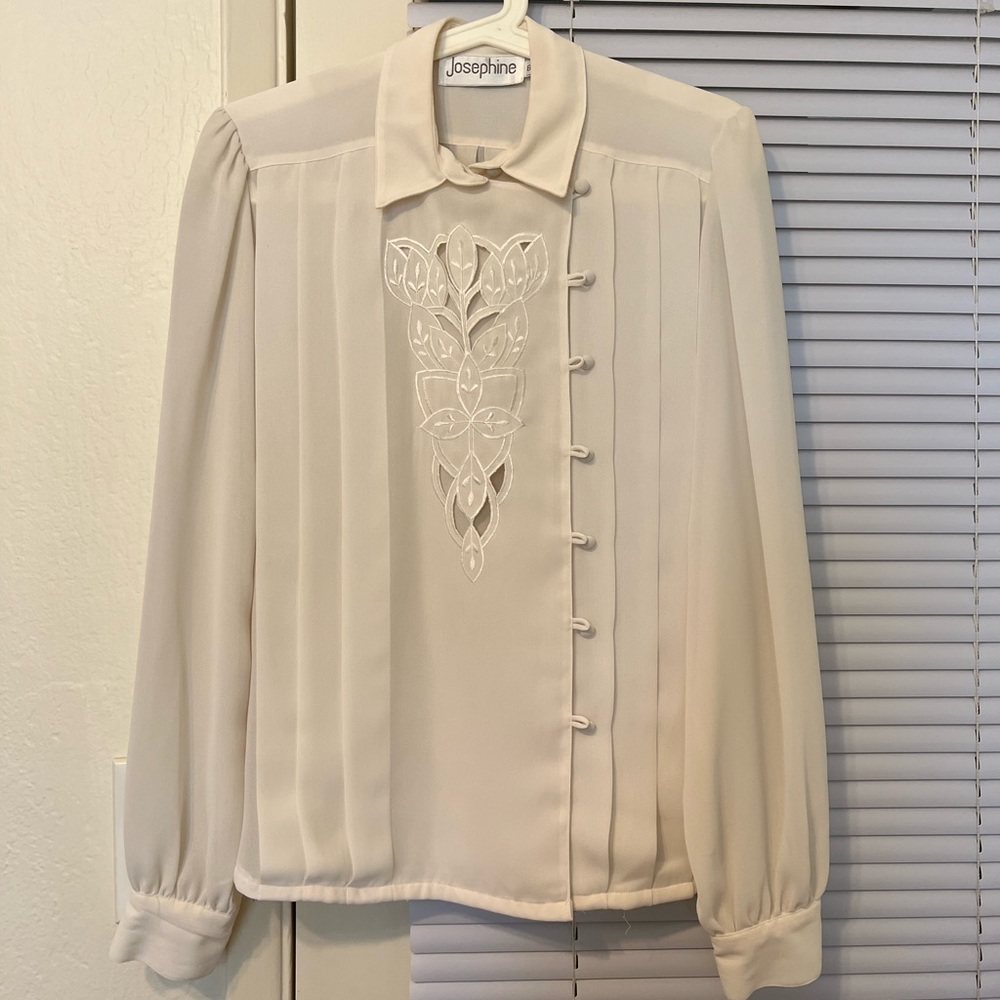 VINTAGE Embroidered Sheer Blouse